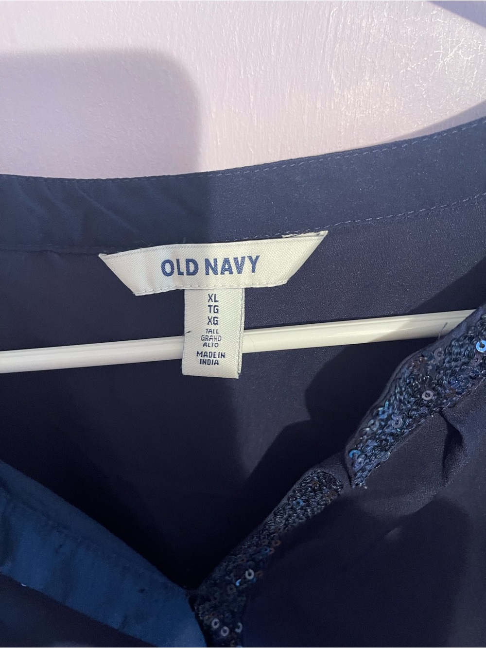Old Navy Navy Blue Sequin-Trim Tunic Top - Picture 2 of 5